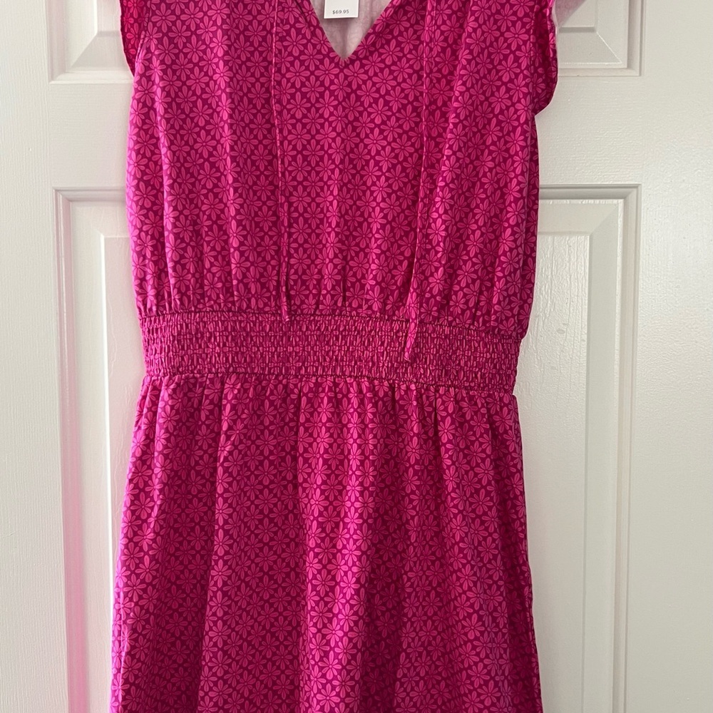 Pink Flutter Sleeve V-Neck Sundress